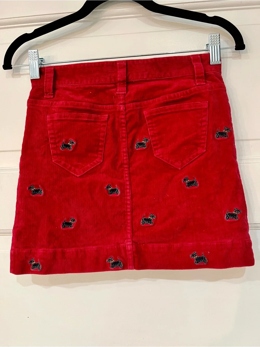 Ralph Lauren Girls Red Corduroy Scottie Dog Embroidered Skirt Size 10 Holiday